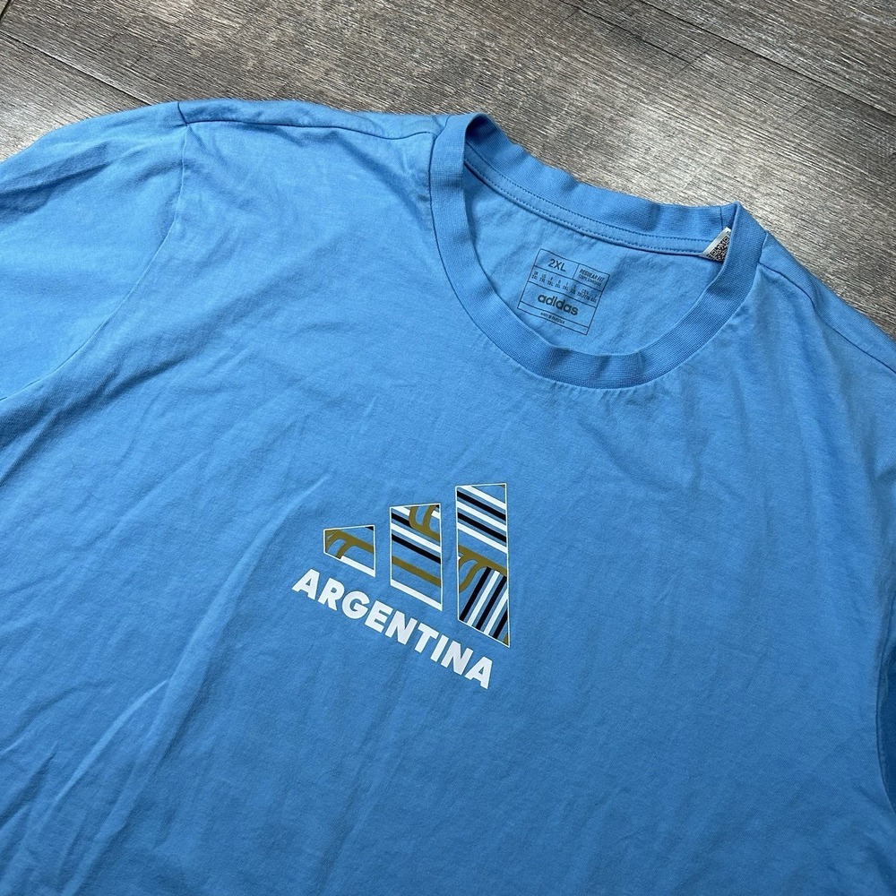 Adidas Men's Argentina National Team T-Shirt Color Serenity Blue Size XXL Messi